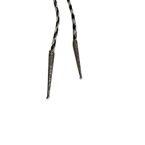 Vintage Horse Hair Bolo Tie Steer Head Western Longhorn   Skull Looks Handmade - Picture 4 of 9